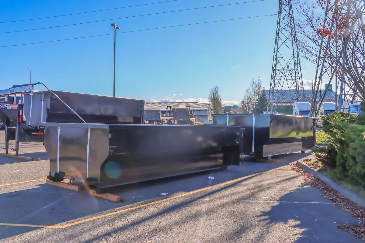 Roll-off dumpster ready for waste disposal at job site for 3 Yard Dumpster Rental in Galveston